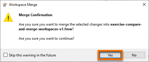 Workspace Merge warning